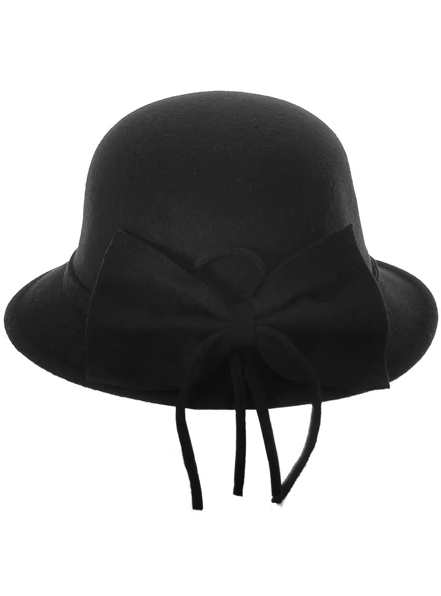 1920s Deluxe Womens Black Cloche Hat