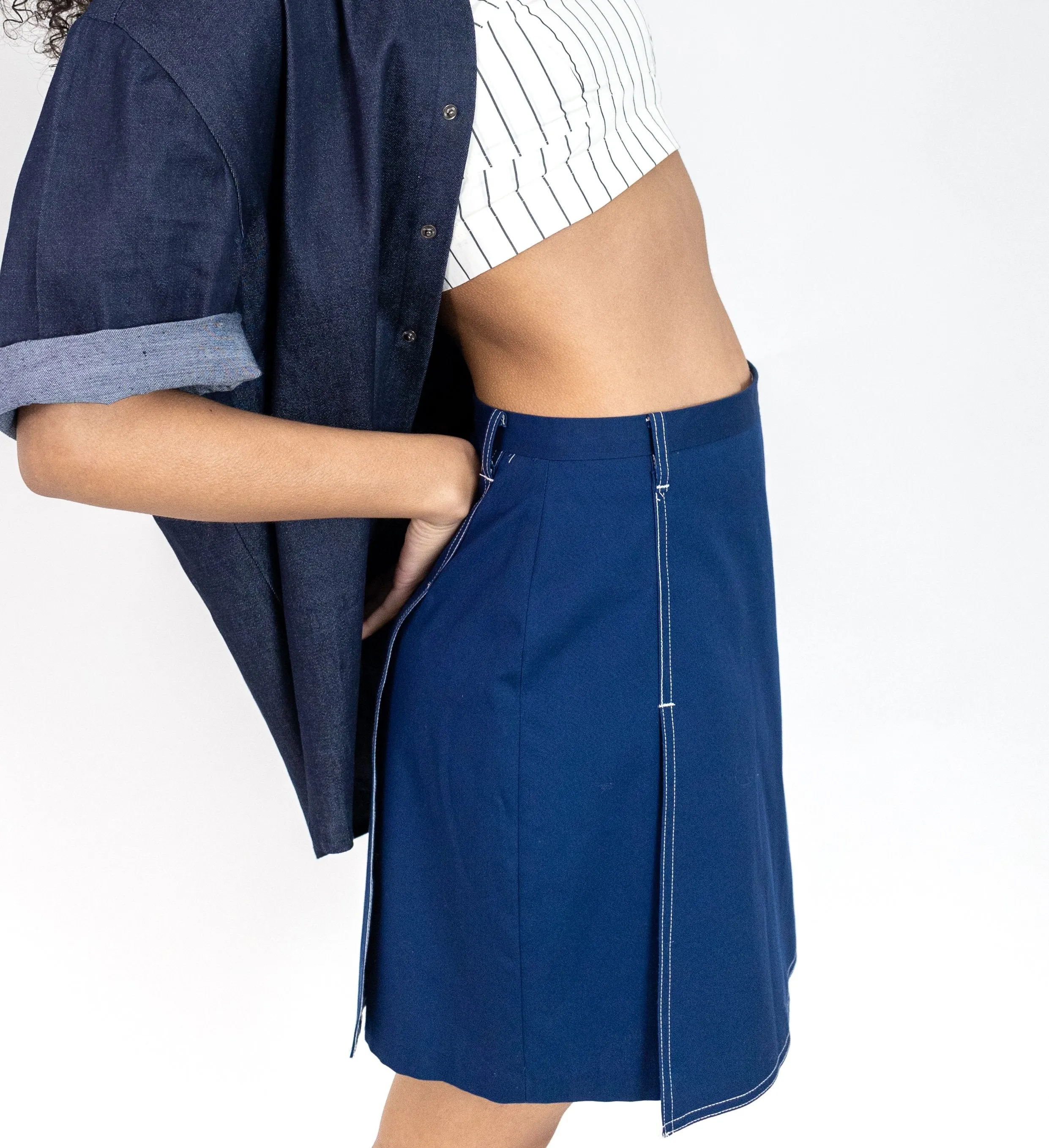 1970s Small Navy Blue Tennis Skort