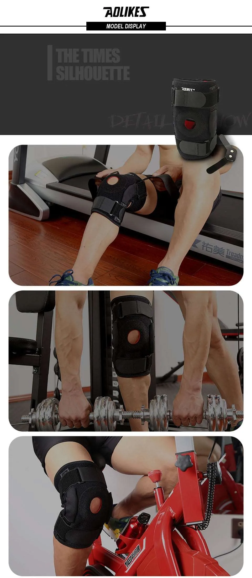 1PC Hiking Cycling Knee Support Protector With Removeble Aluminum Plate 4 Straps For Mountaineering Knee Joint Brace
