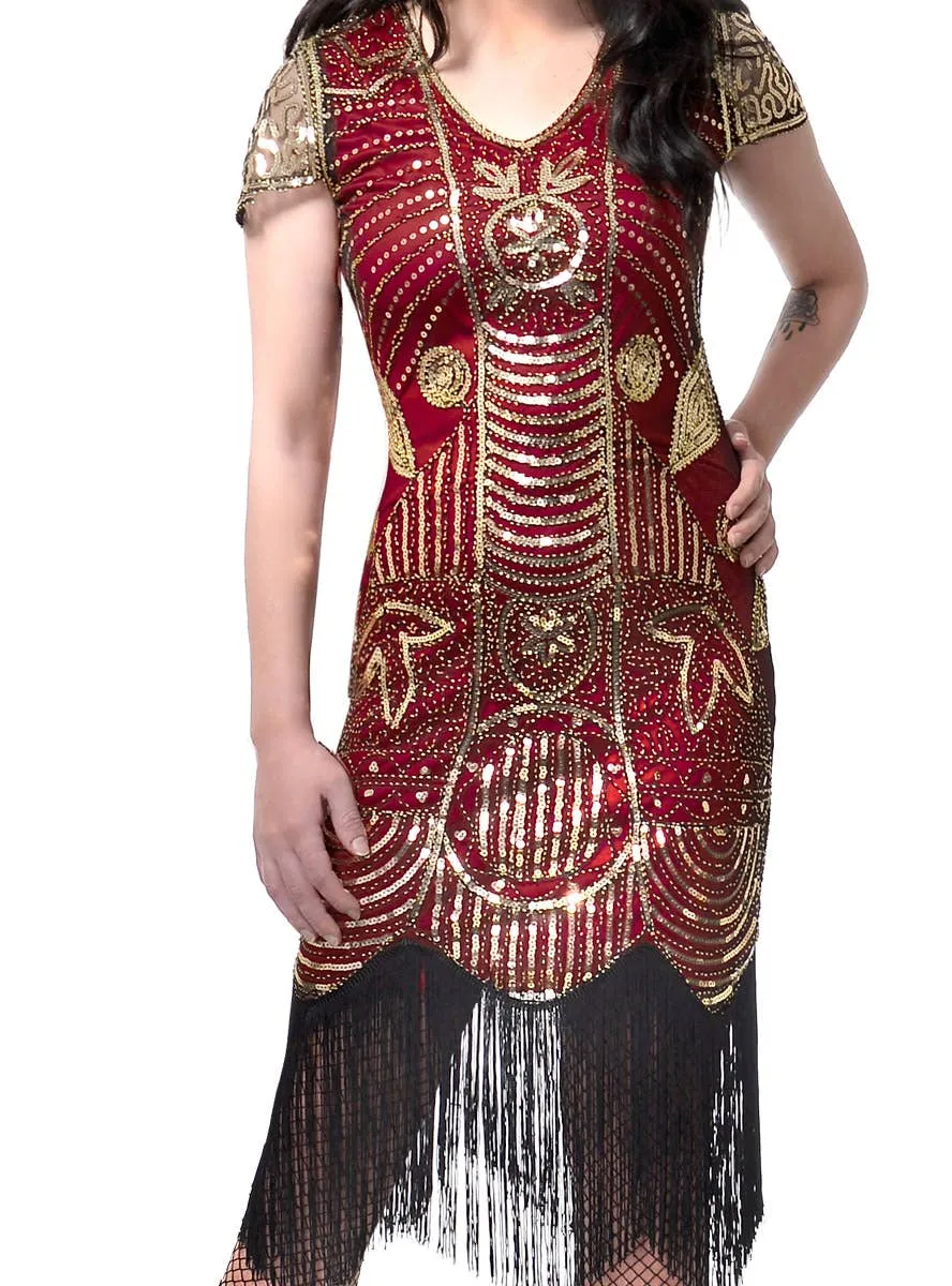 20s Red and Gold Womens Great Gatsby Costume