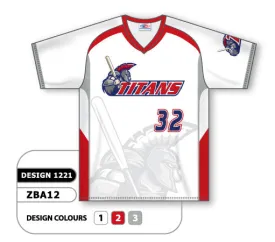 Athletic Knit Custom Sublimated V-Neck Baseball Jersey Design 1221