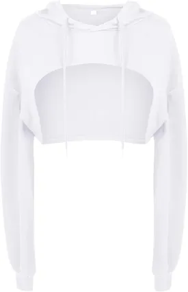 BEJONS Women Long Sleeve Cropped Super Crop Top Hoodies Sweatshirt Aesthetic Punk Hip Hop Dance Sexy Rave Cloth