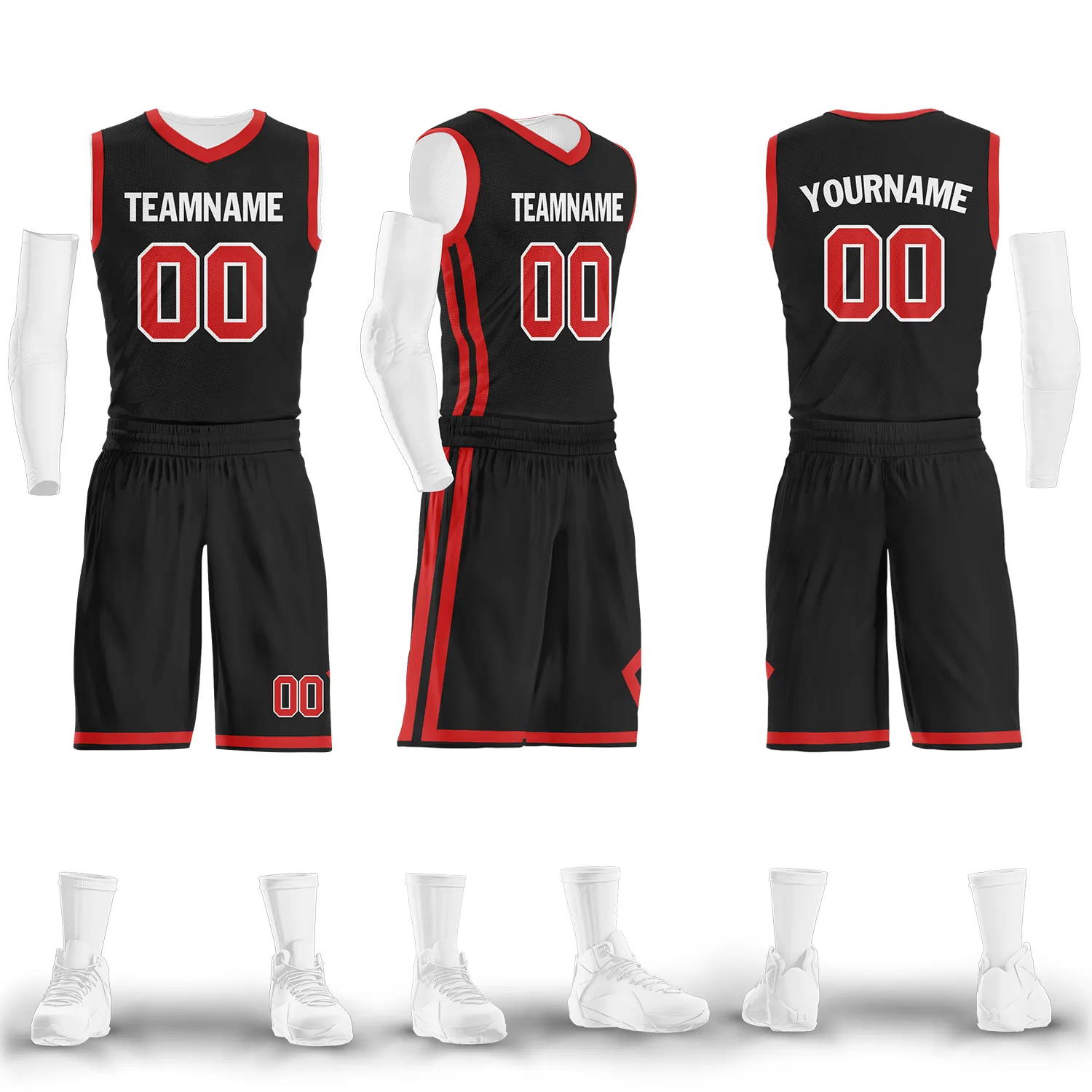 Custom Black Red Classic Style Sports Uniform Basketball Jersey BBJ01-bd0a700f