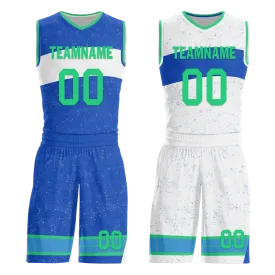 Custom Blue White Classic Style Reversible Basketball Uniform Personalized BBJR-D017009