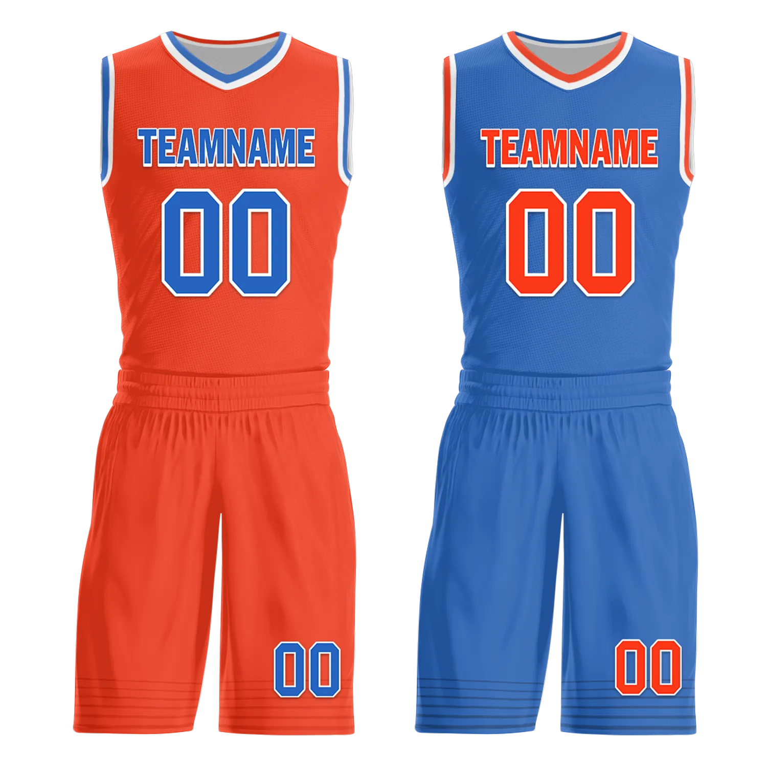 Custom Orange Blue Classic Style Reversible Basketball Uniform Personalized BBJR-D017040
