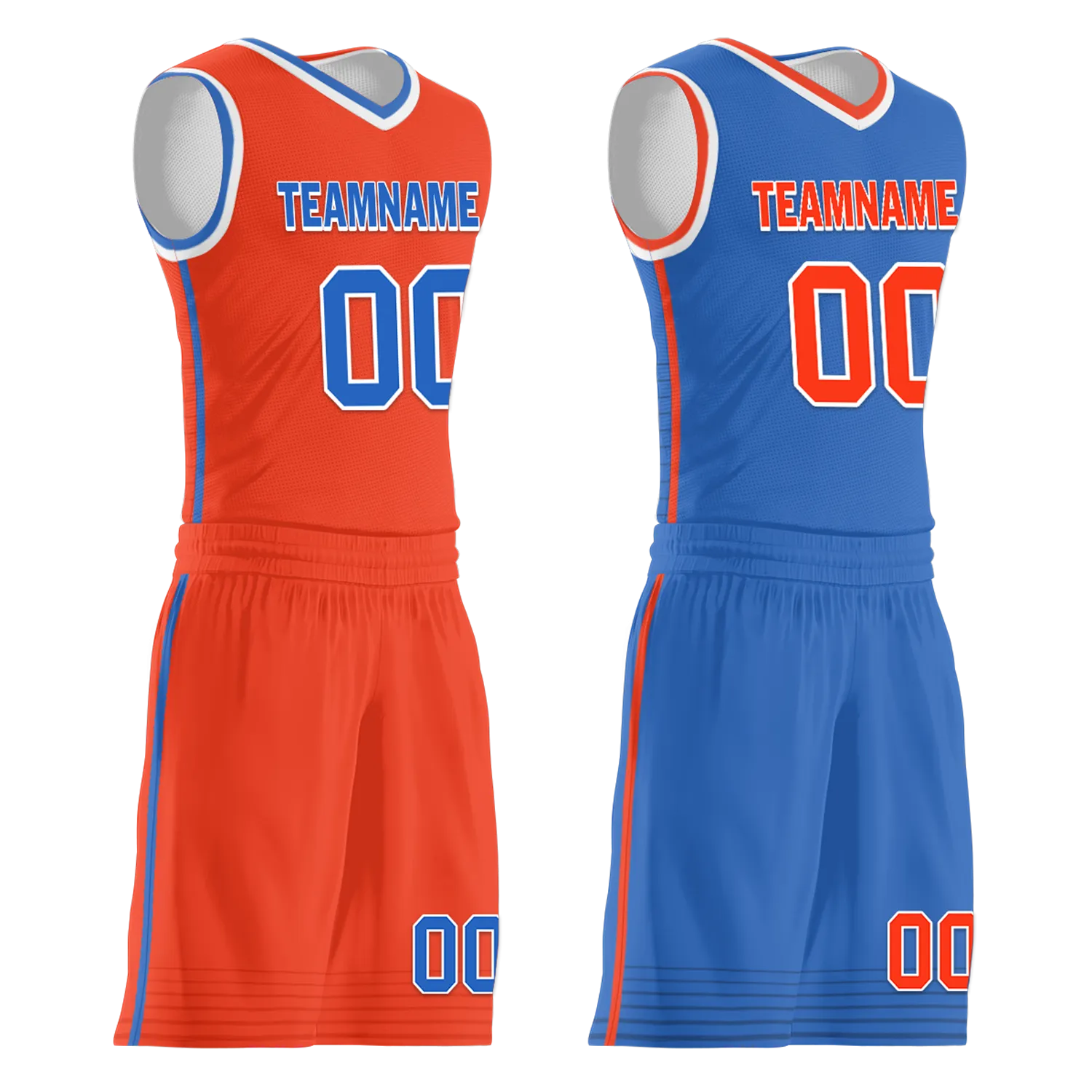 Custom Orange Blue Classic Style Reversible Basketball Uniform Personalized BBJR-D017040