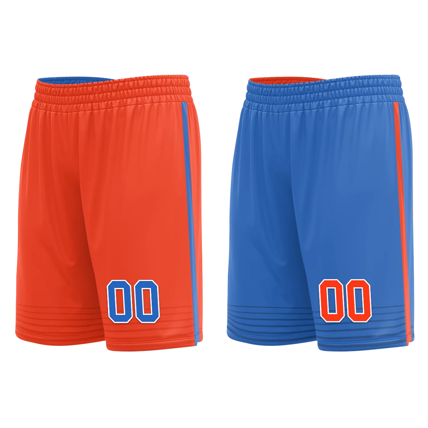 Custom Orange Blue Classic Style Reversible Basketball Uniform Personalized BBJR-D017040