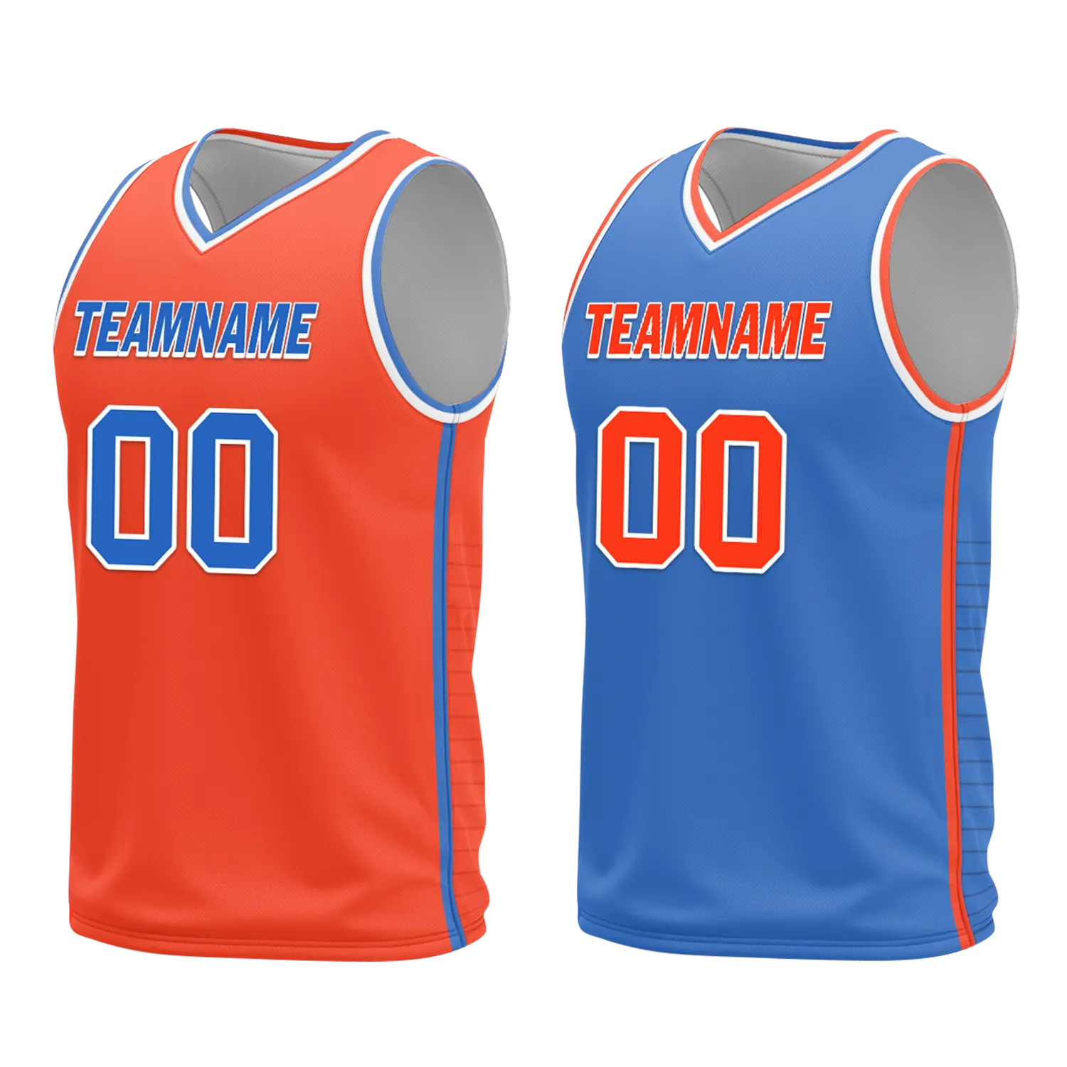 Custom Orange Blue Classic Style Reversible Basketball Uniform Personalized BBJR-D017040