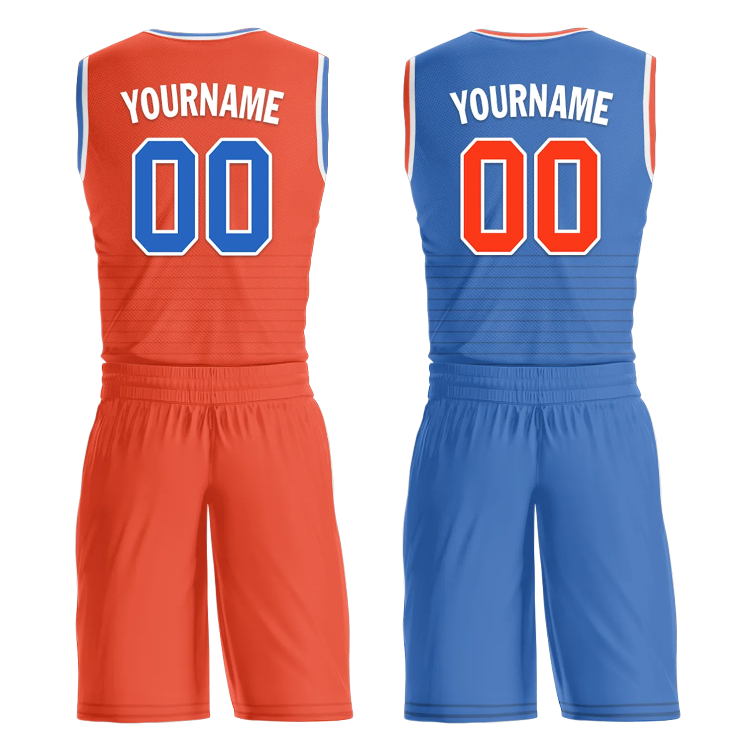 Custom Orange Blue Classic Style Reversible Basketball Uniform Personalized BBJR-D017040