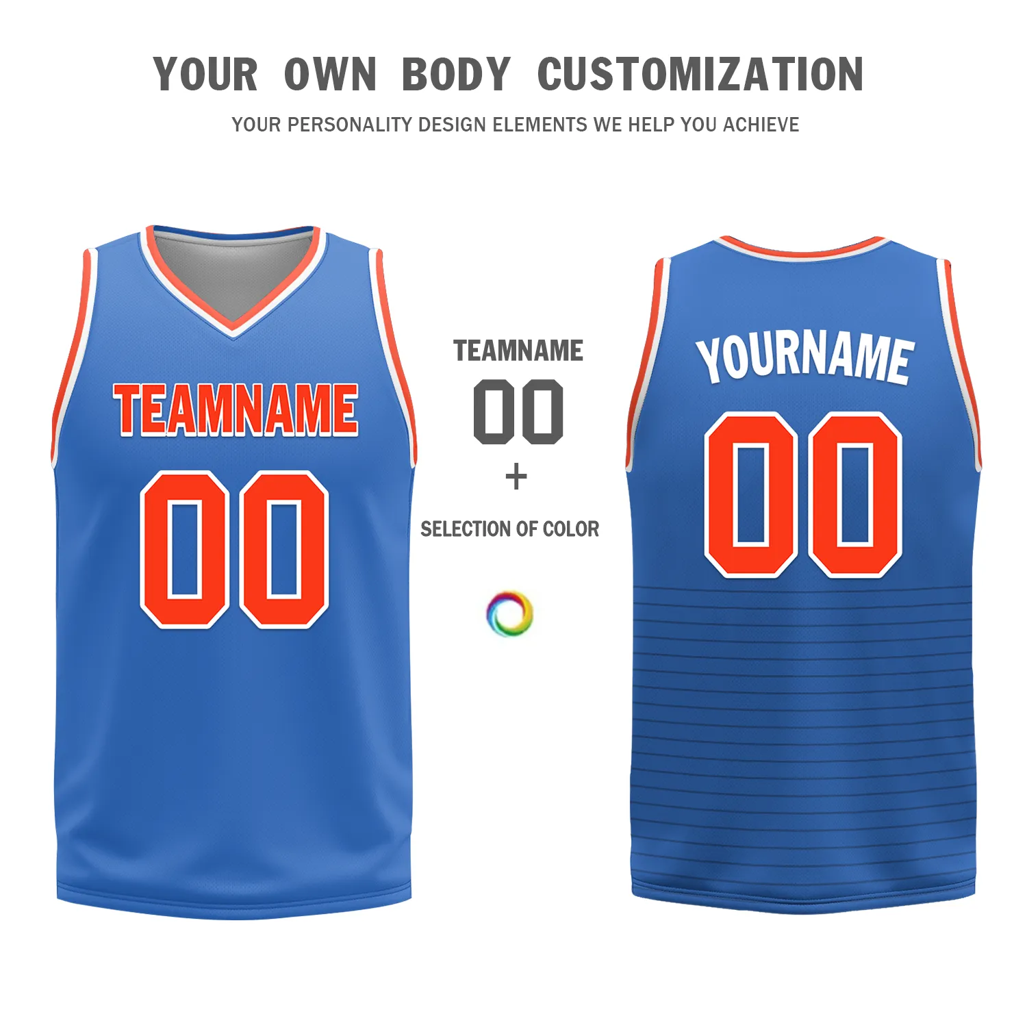 Custom Orange Blue Classic Style Reversible Basketball Uniform Personalized BBJR-D017040