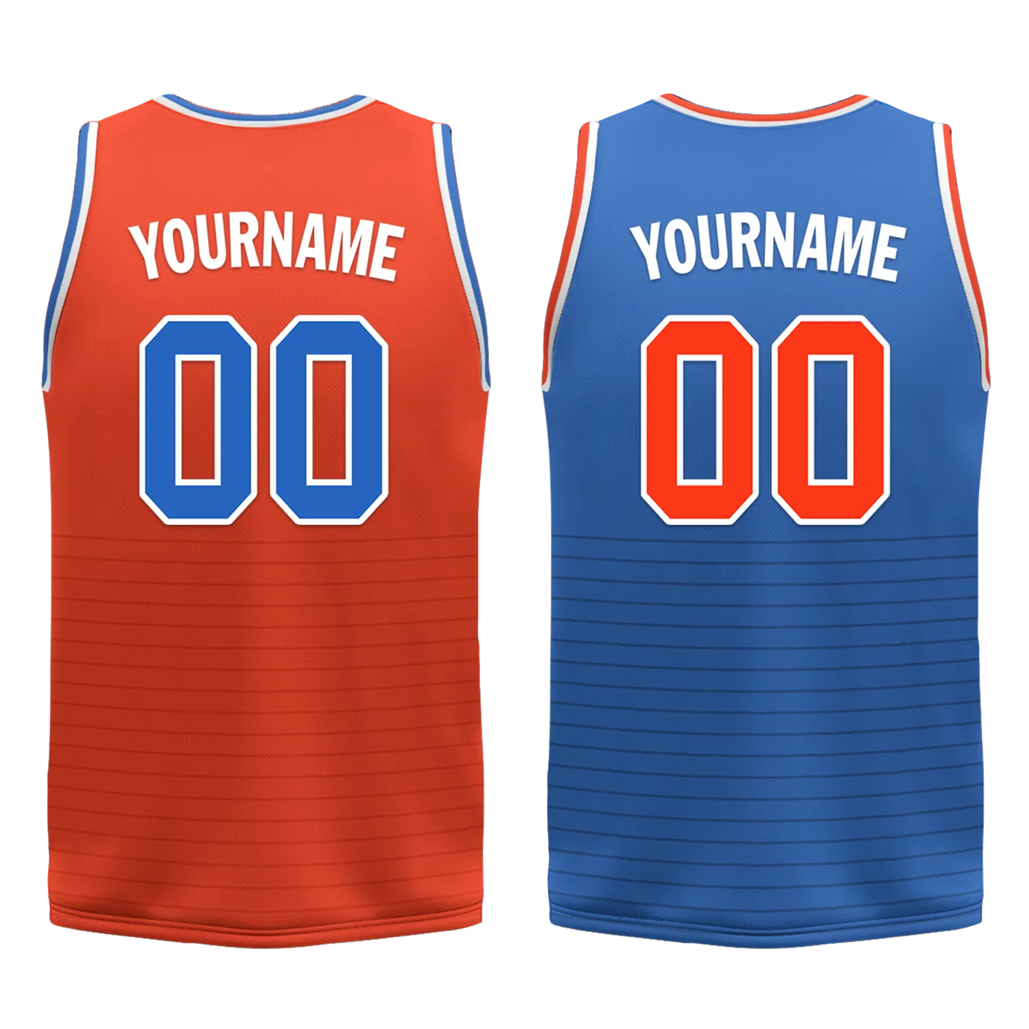 Custom Orange Blue Classic Style Reversible Basketball Uniform Personalized BBJR-D017040