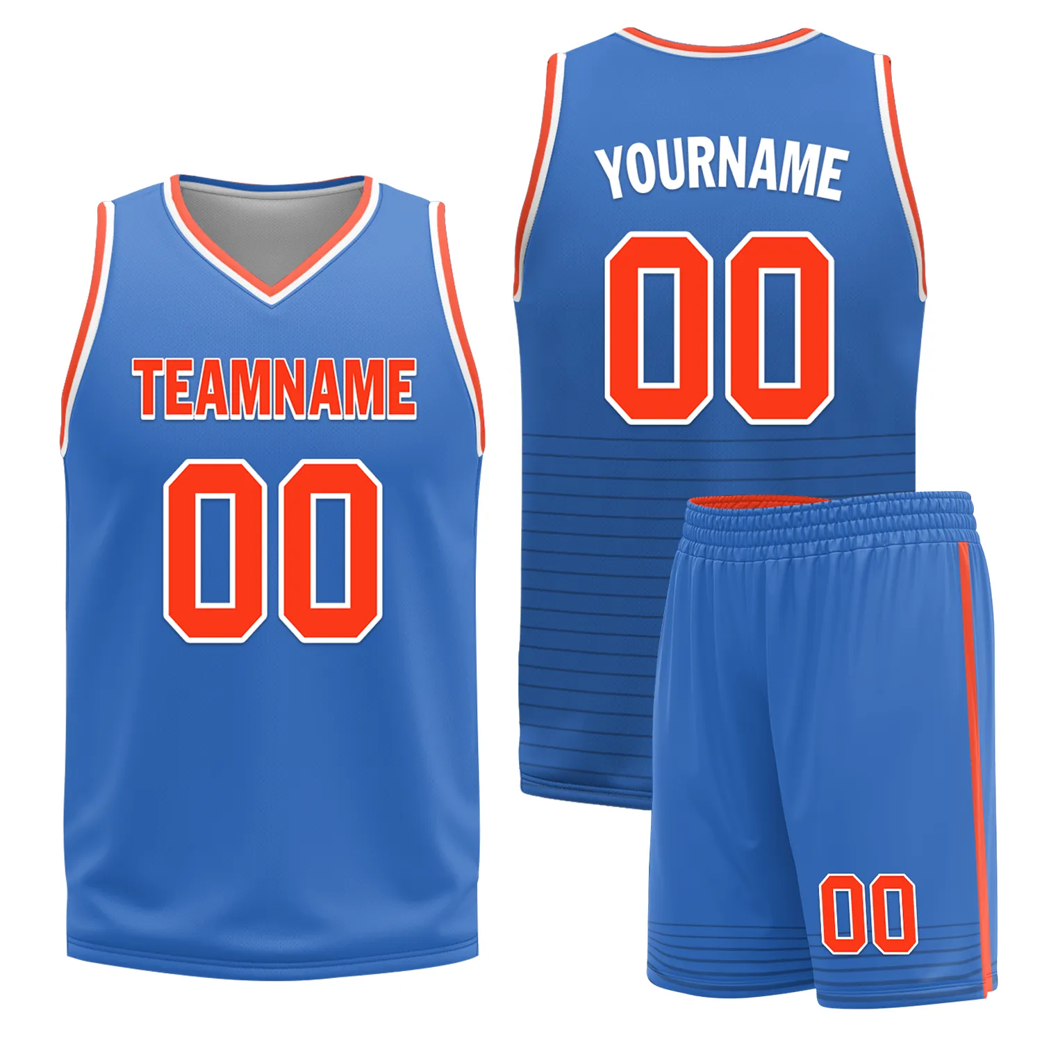 Custom Orange Blue Classic Style Reversible Basketball Uniform Personalized BBJR-D017040
