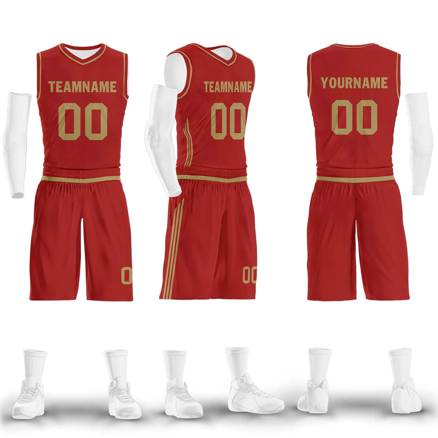 Custom Red Classic Style Sports Uniform Basketball Jersey BBJ01-D020105-21
