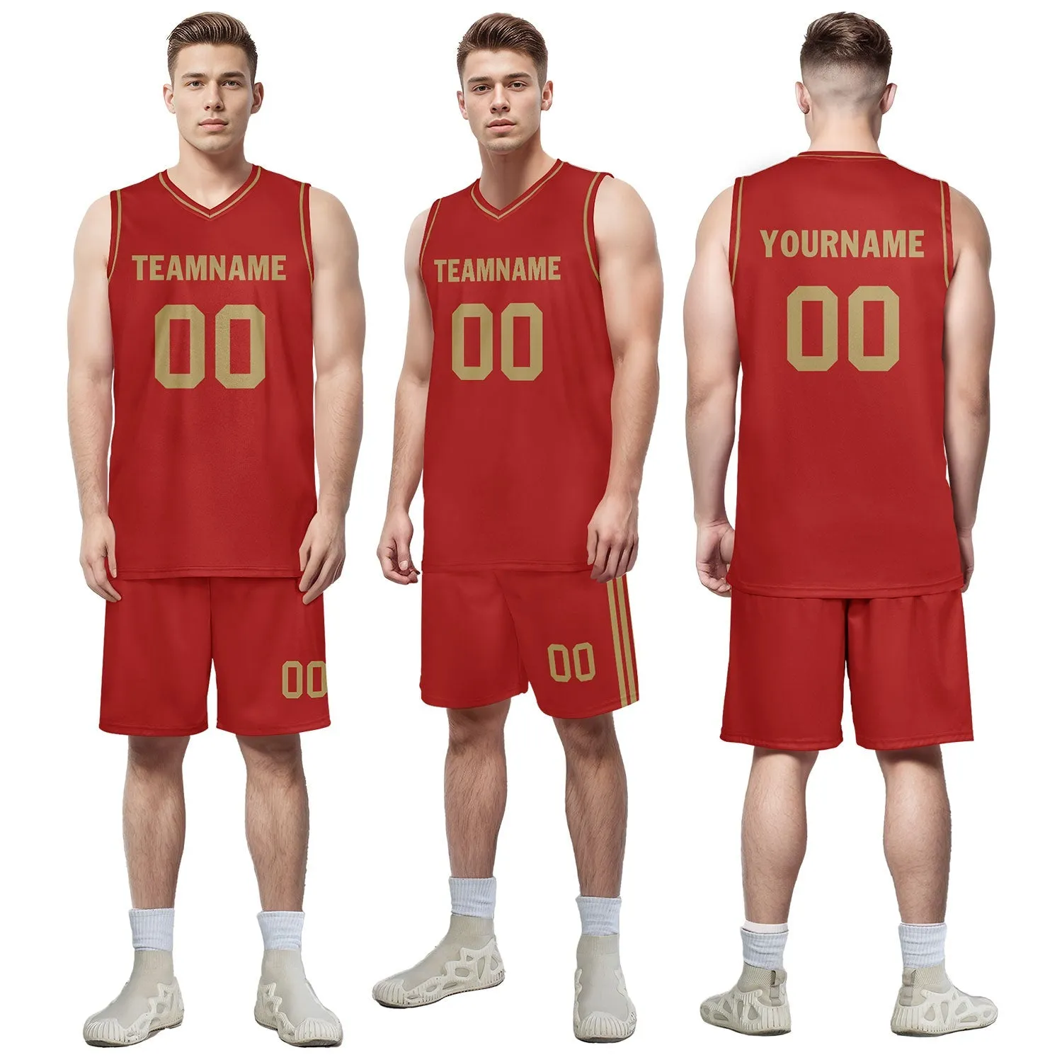 Custom Red Classic Style Sports Uniform Basketball Jersey BBJ01-D020105-21