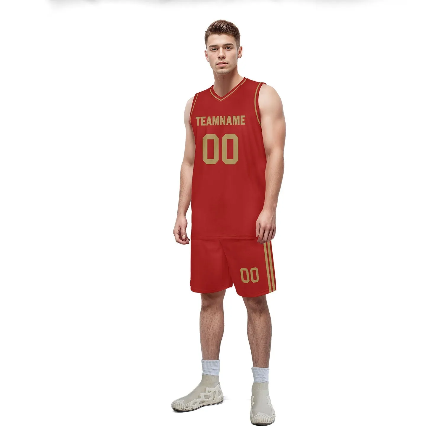 Custom Red Classic Style Sports Uniform Basketball Jersey BBJ01-D020105-21