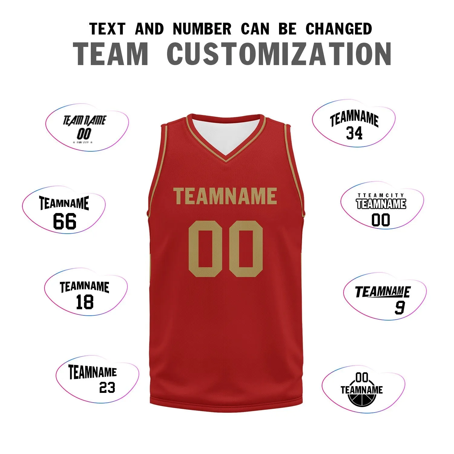 Custom Red Classic Style Sports Uniform Basketball Jersey BBJ01-D020105-21