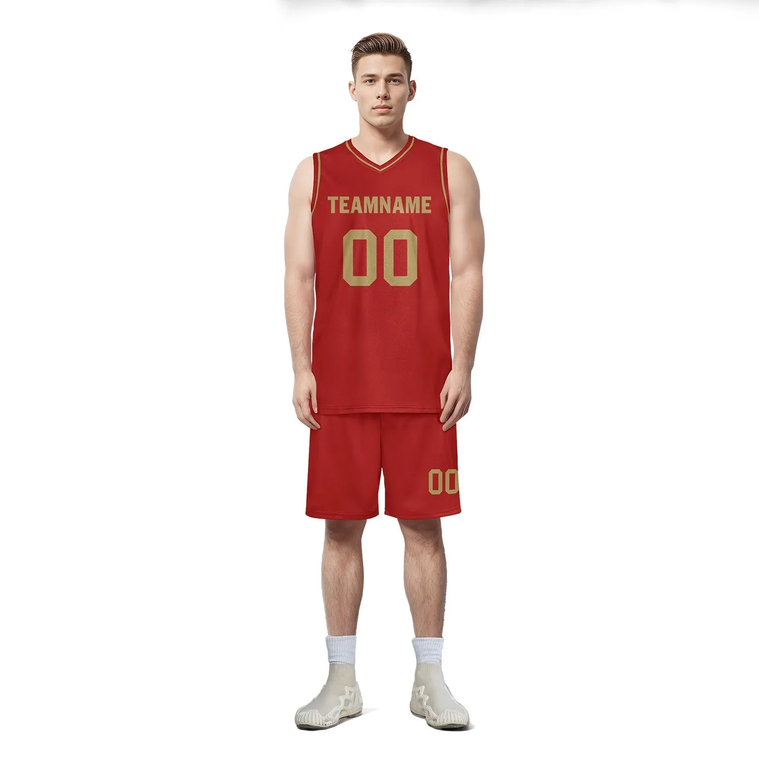 Custom Red Classic Style Sports Uniform Basketball Jersey BBJ01-D020105-21