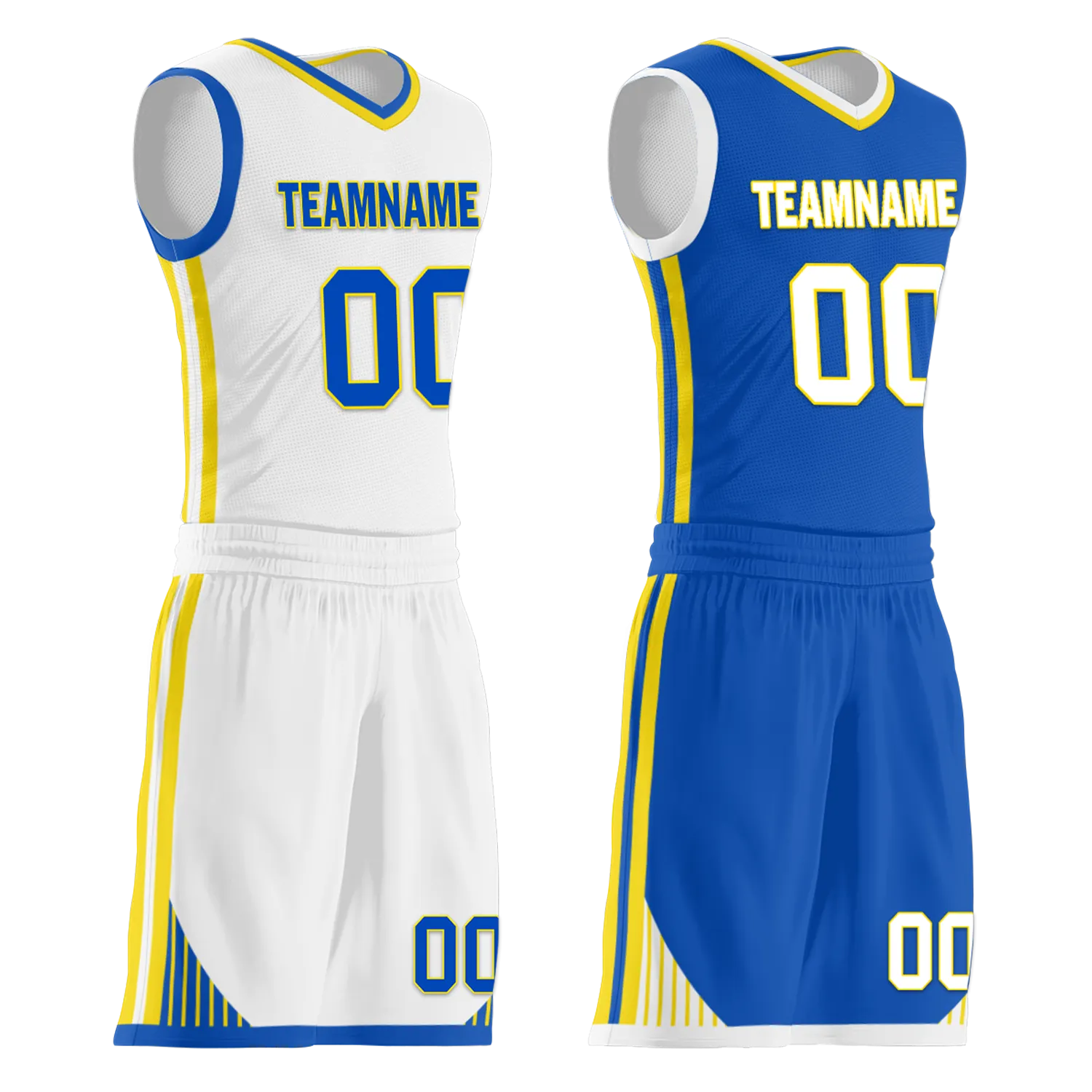 Custom White Blue Classic Style Reversible Basketball Uniform Personalized BBJR-D017004