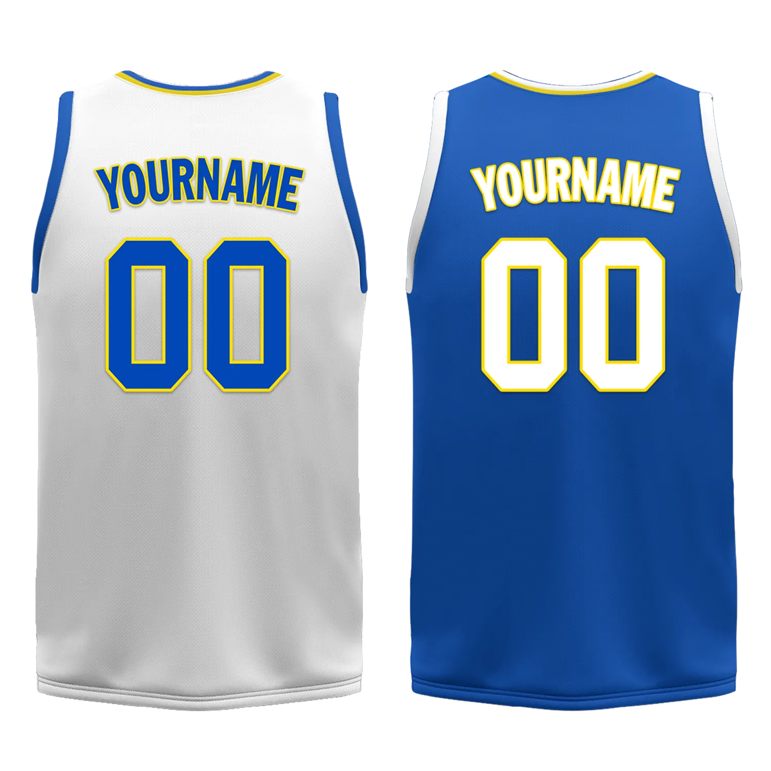 Custom White Blue Classic Style Reversible Basketball Uniform Personalized BBJR-D017004