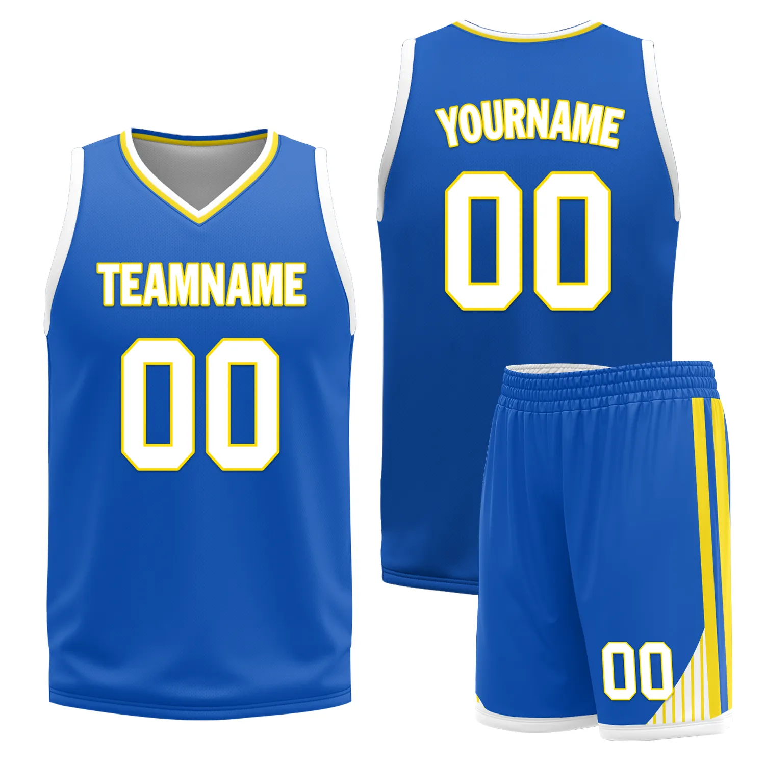 Custom White Blue Classic Style Reversible Basketball Uniform Personalized BBJR-D017004