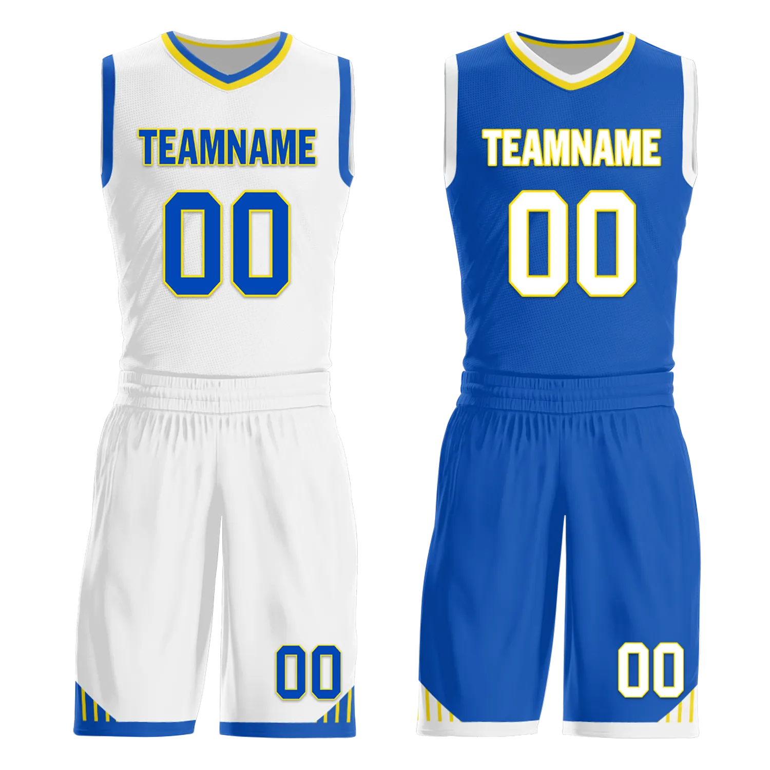 Custom White Blue Classic Style Reversible Basketball Uniform Personalized BBJR-D017004