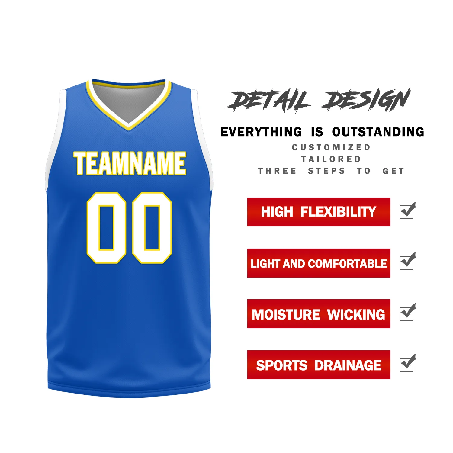 Custom White Blue Classic Style Reversible Basketball Uniform Personalized BBJR-D017004