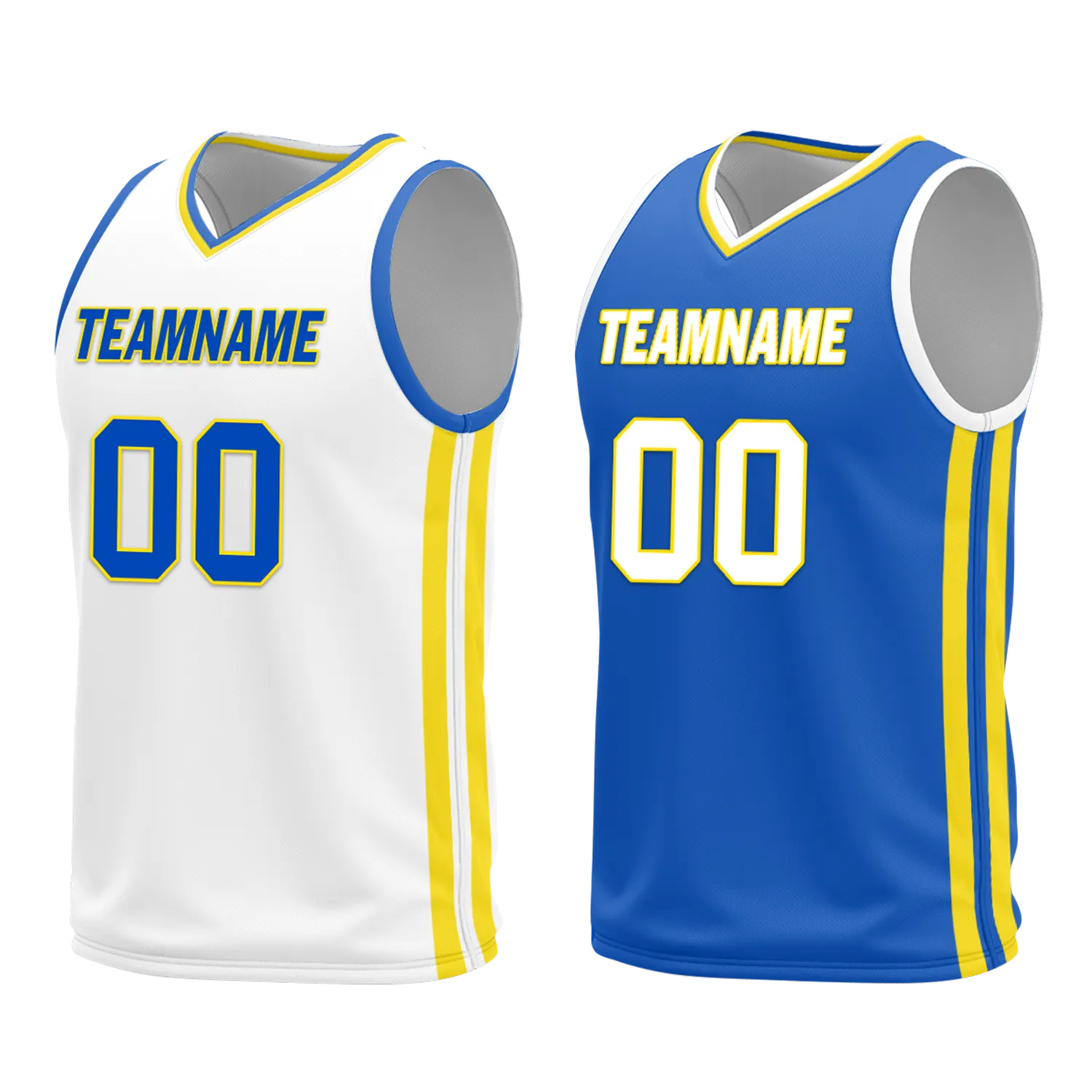 Custom White Blue Classic Style Reversible Basketball Uniform Personalized BBJR-D017004