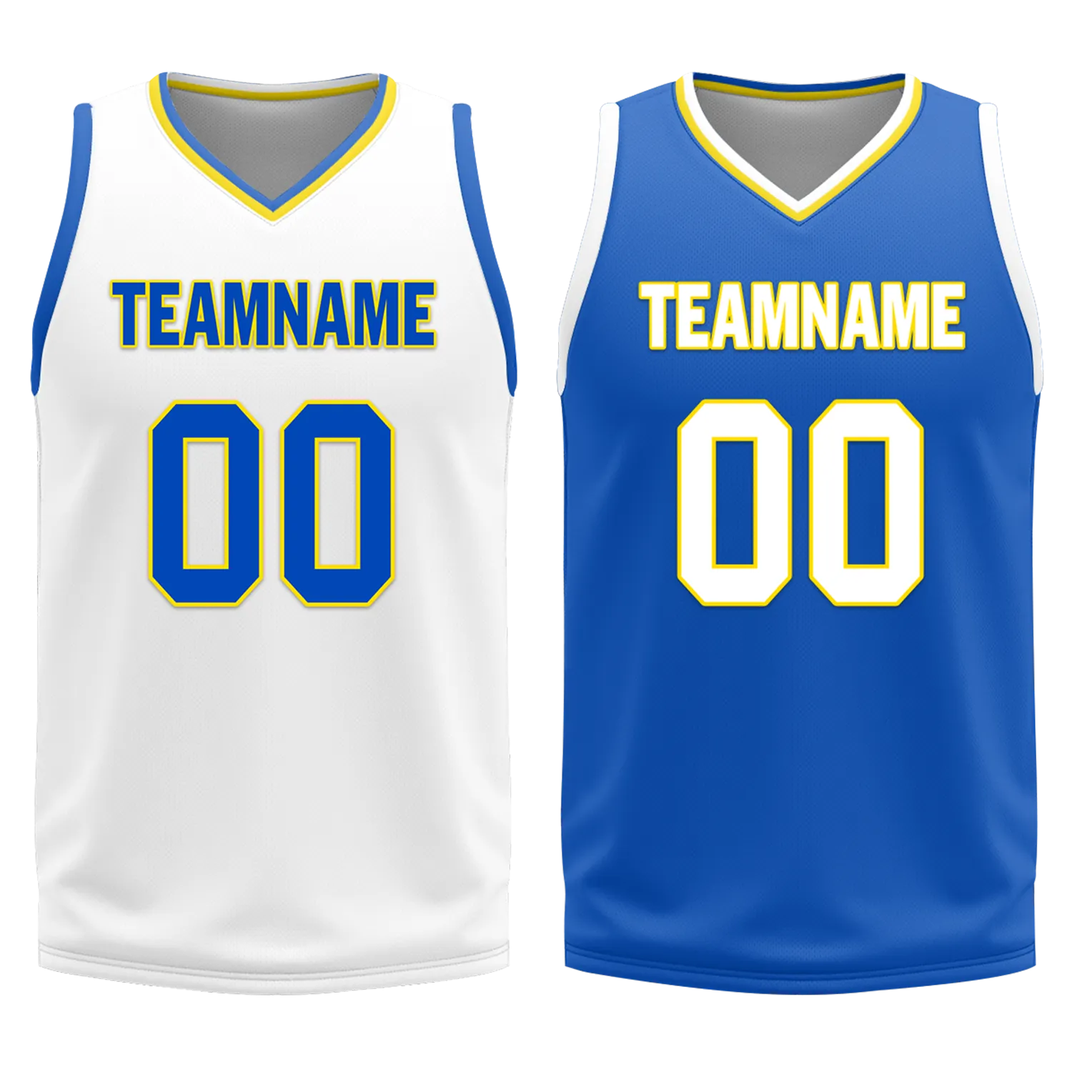 Custom White Blue Classic Style Reversible Basketball Uniform Personalized BBJR-D017004