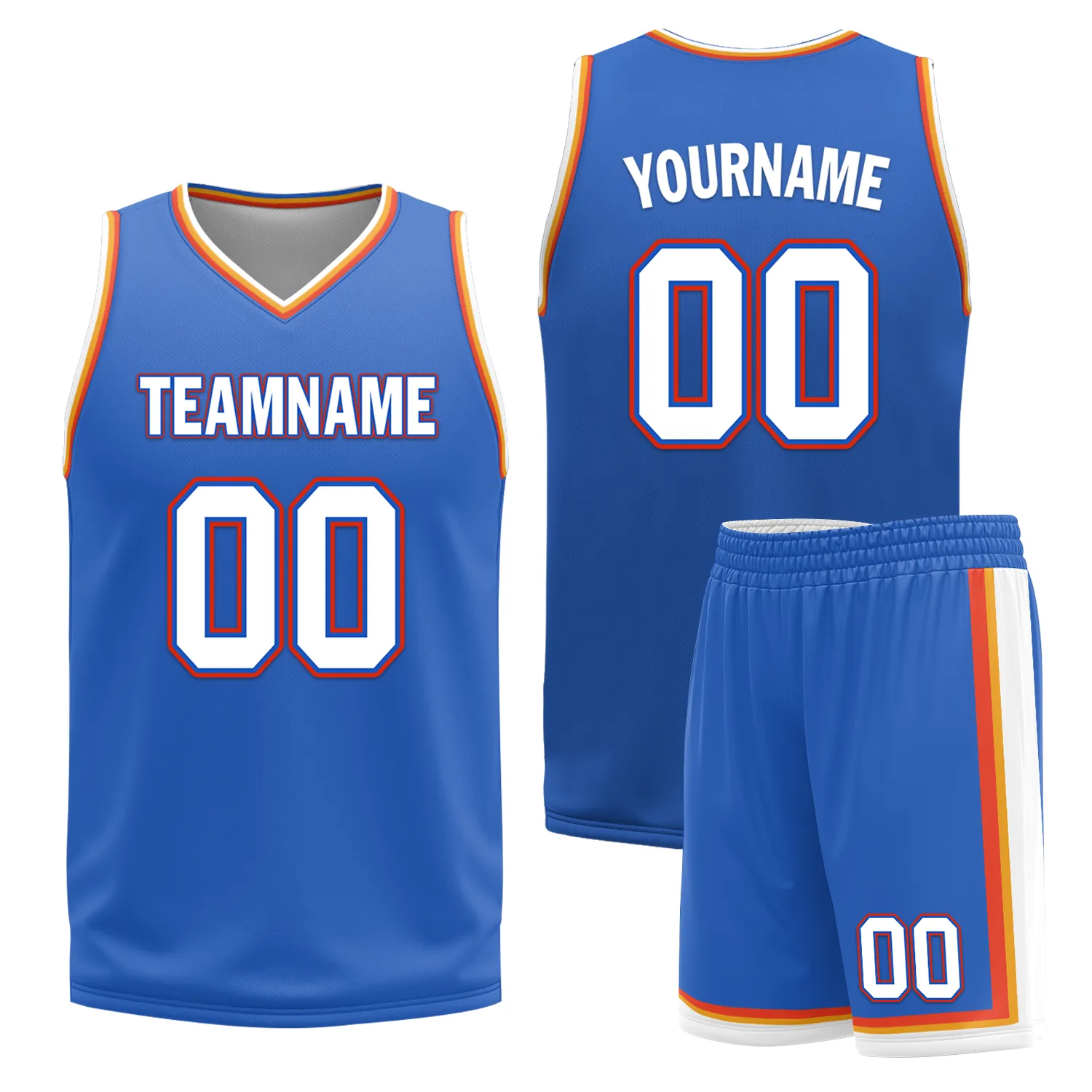 Custom White Blue Classic Style Reversible Basketball Uniform Personalized BBJR-D017039
