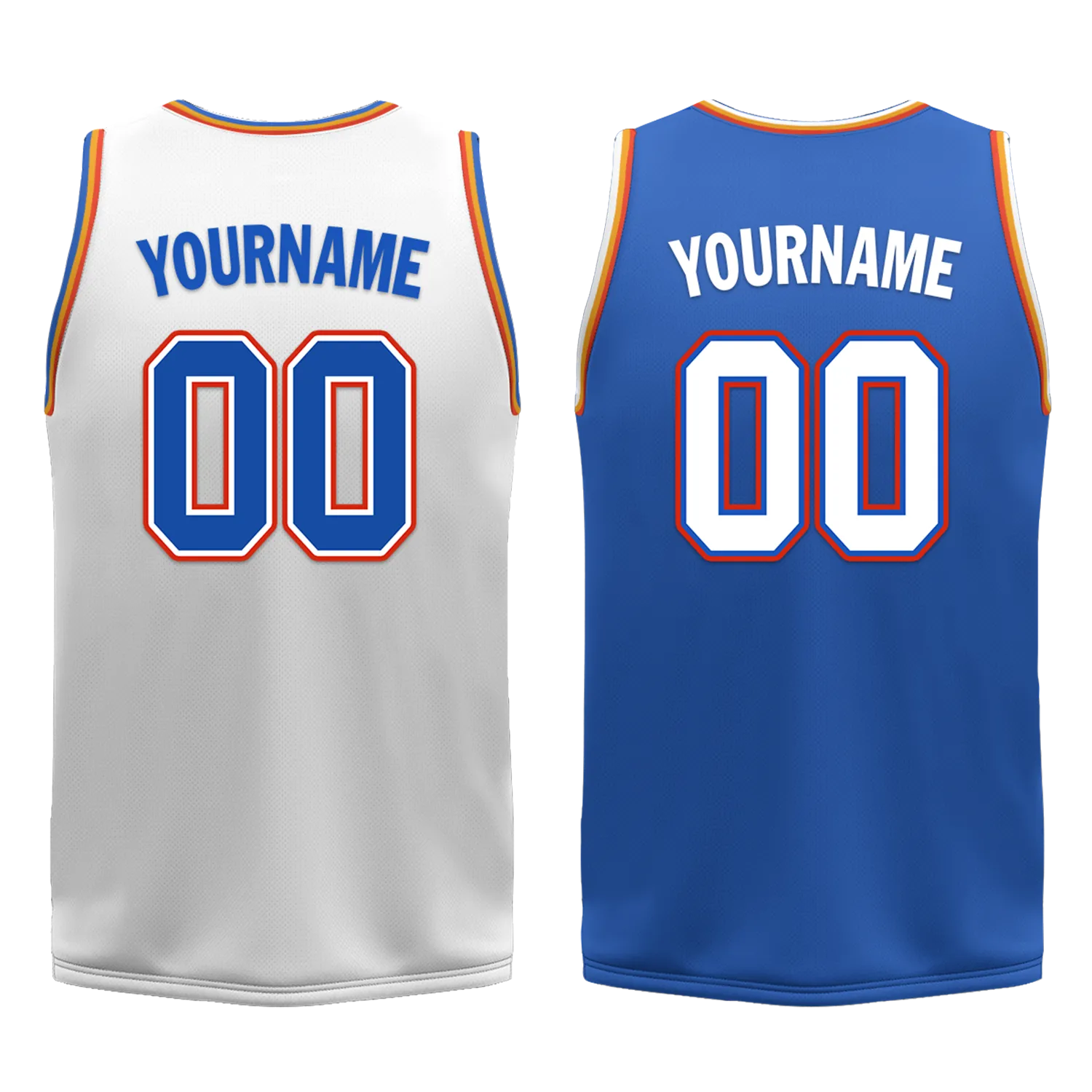 Custom White Blue Classic Style Reversible Basketball Uniform Personalized BBJR-D017039