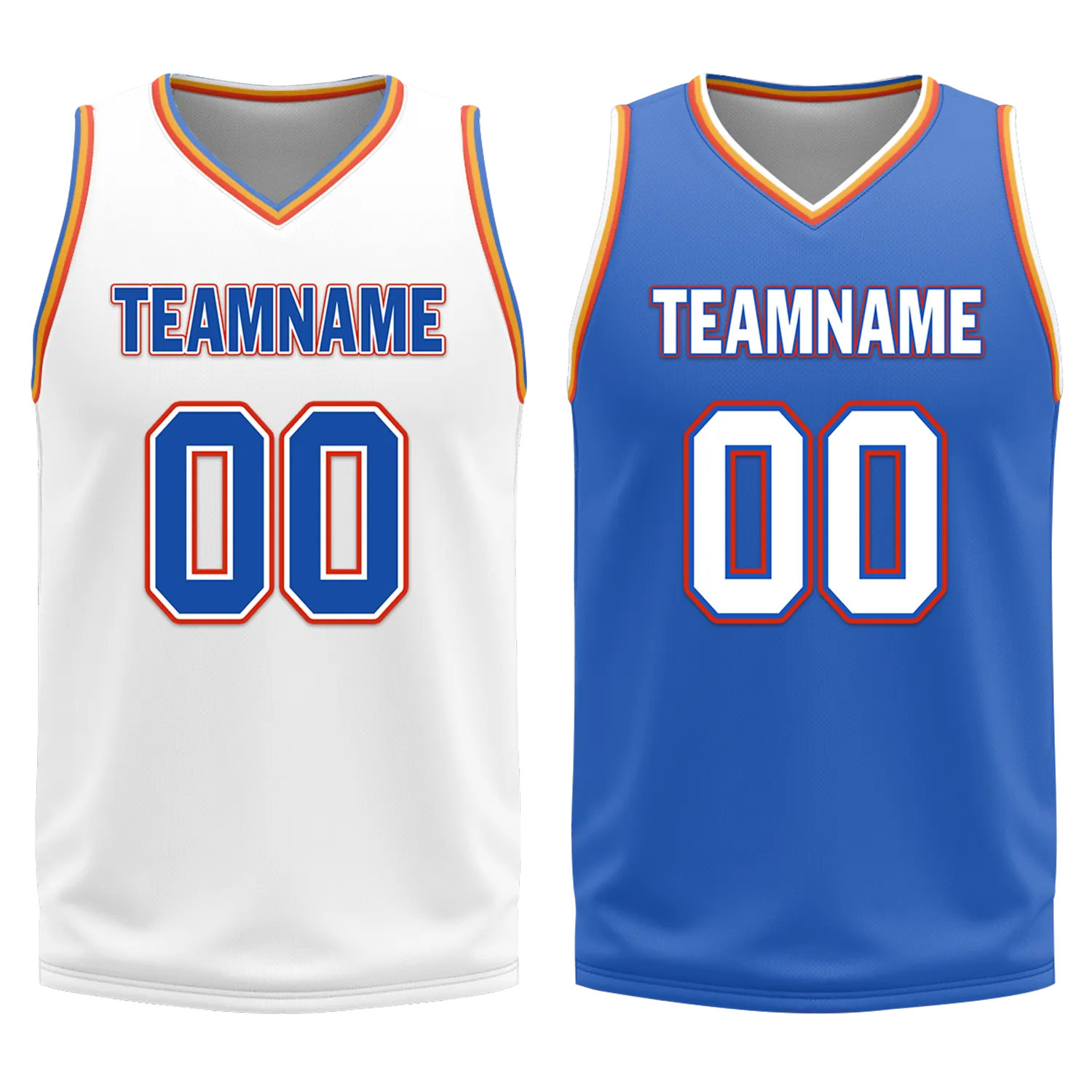 Custom White Blue Classic Style Reversible Basketball Uniform Personalized BBJR-D017039