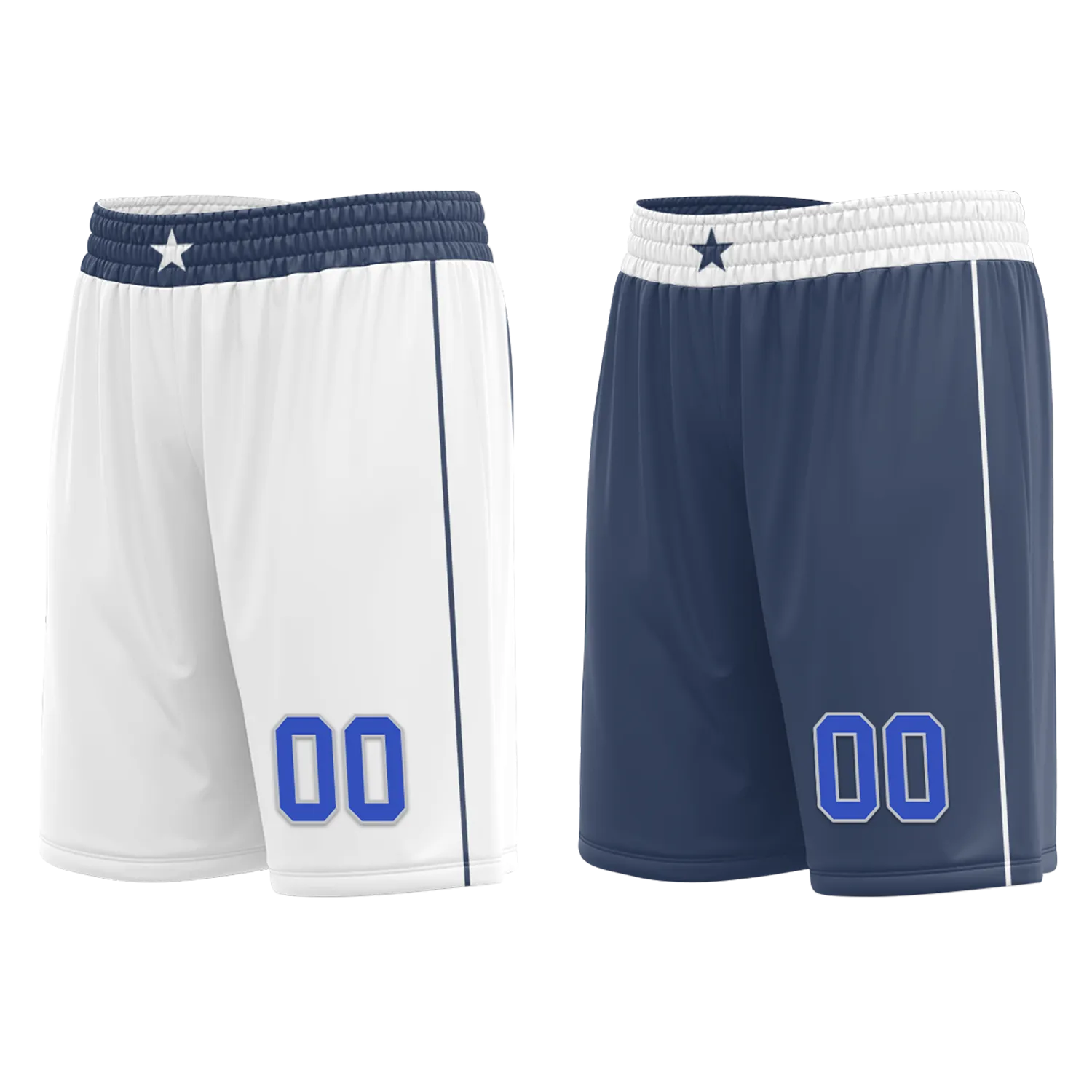 Custom White Blue Classic Style Reversible Basketball Uniform Personalized BBJR-D017054
