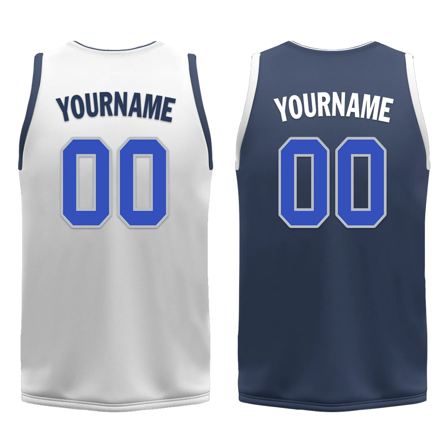 Custom White Blue Classic Style Reversible Basketball Uniform Personalized BBJR-D017054
