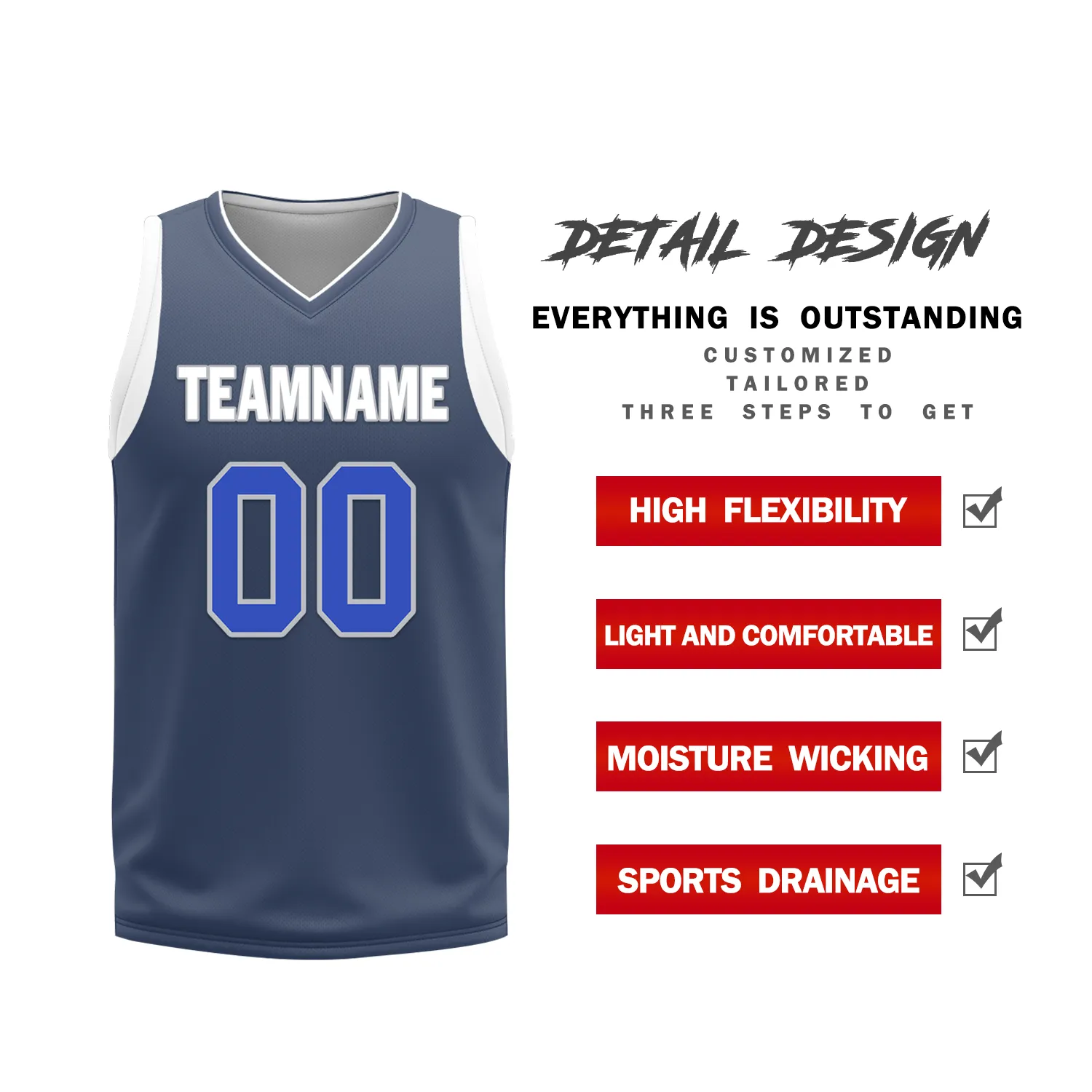 Custom White Blue Classic Style Reversible Basketball Uniform Personalized BBJR-D017054