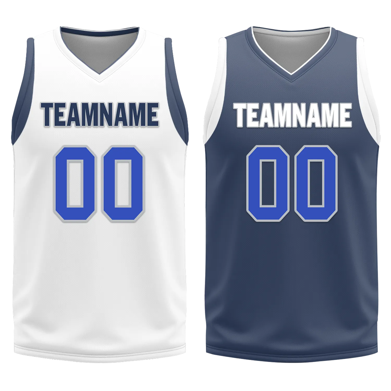 Custom White Blue Classic Style Reversible Basketball Uniform Personalized BBJR-D017054