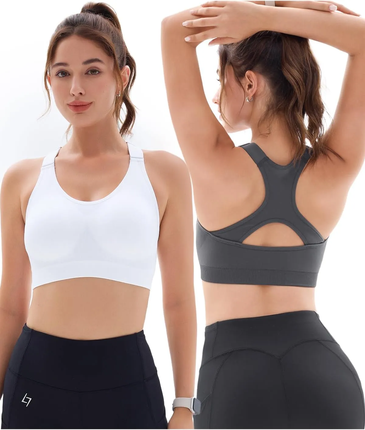 FITTIN Sports Bras Pack for Women: Padded Support Adjustable Strap Racerback Bra for Workout Gym Yoga Large Bust