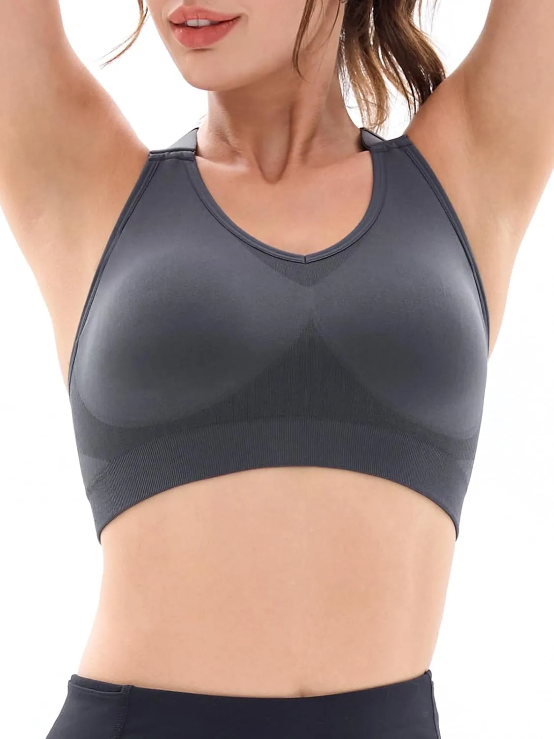 FITTIN Sports Bras Pack for Women: Padded Support Adjustable Strap Racerback Bra for Workout Gym Yoga Large Bust