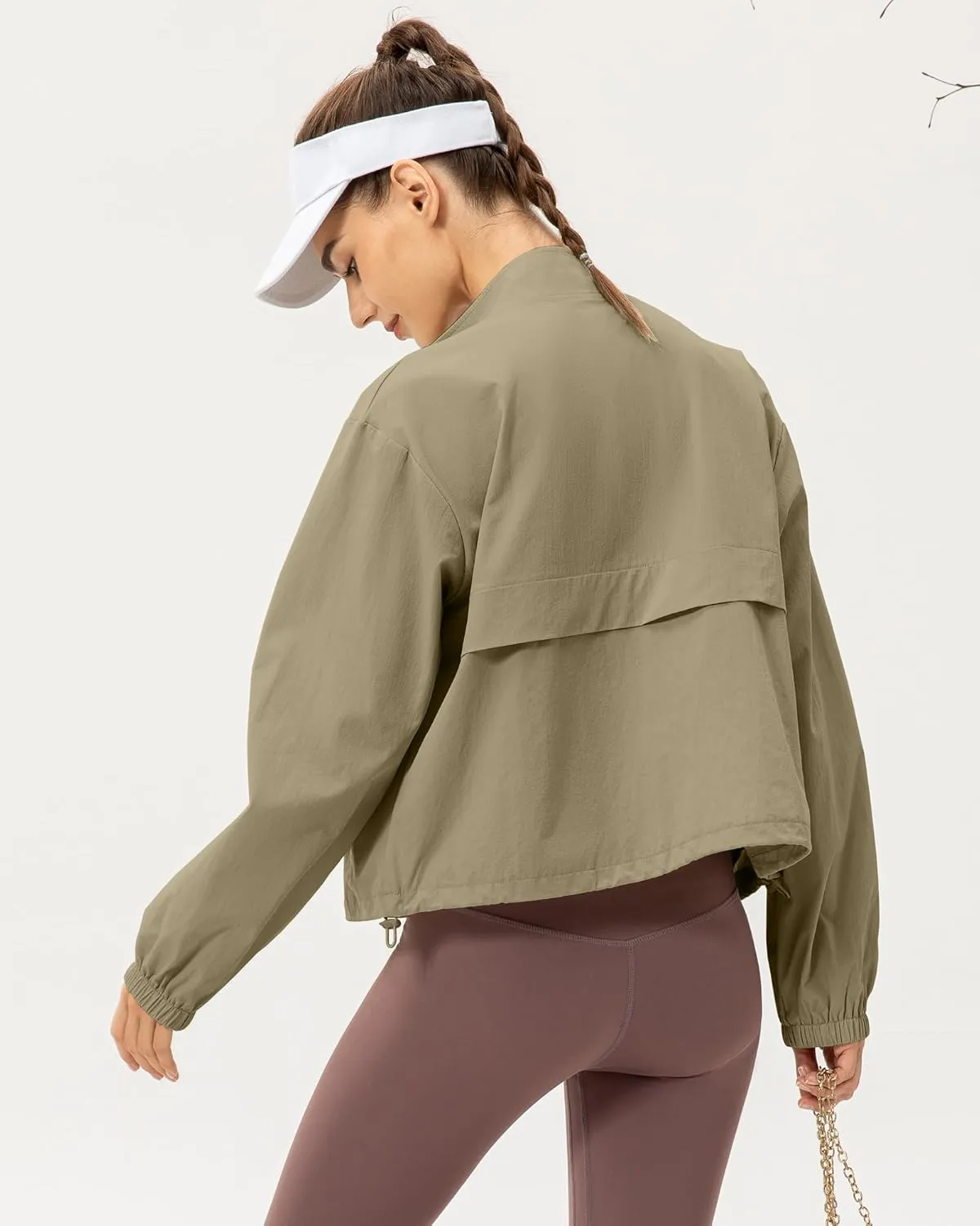 Gacaky Women's Athletic Workout Running Track Full Zip Cropped Jackets UPF 50  Sun Protection Stand Collar Gym Shirts