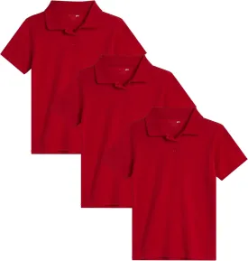 Girls' School Uniform Polo Shirt - 3 Pack Short Sleeve Picot Collar Polo - Interlock Soft Polo for Girls (4-16)