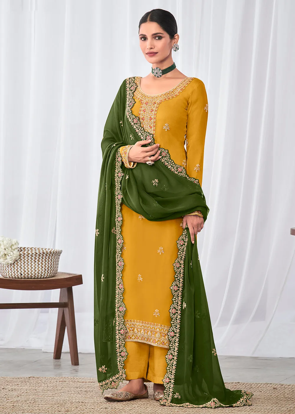 Good Looking Yellow Indian Party Wear Salwar Suit