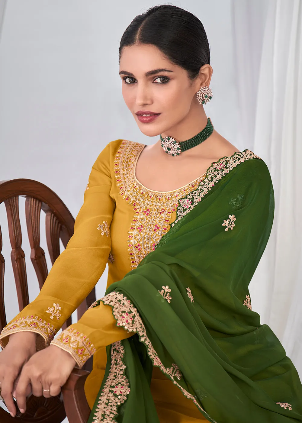 Good Looking Yellow Indian Party Wear Salwar Suit