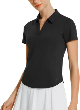 HODOSPORTS Women's Golf Polo Shirts Short Sleeve Collared V Neck Tennis Shirt Quick Dry Fit UPF 50  Golf Apparel Clothes