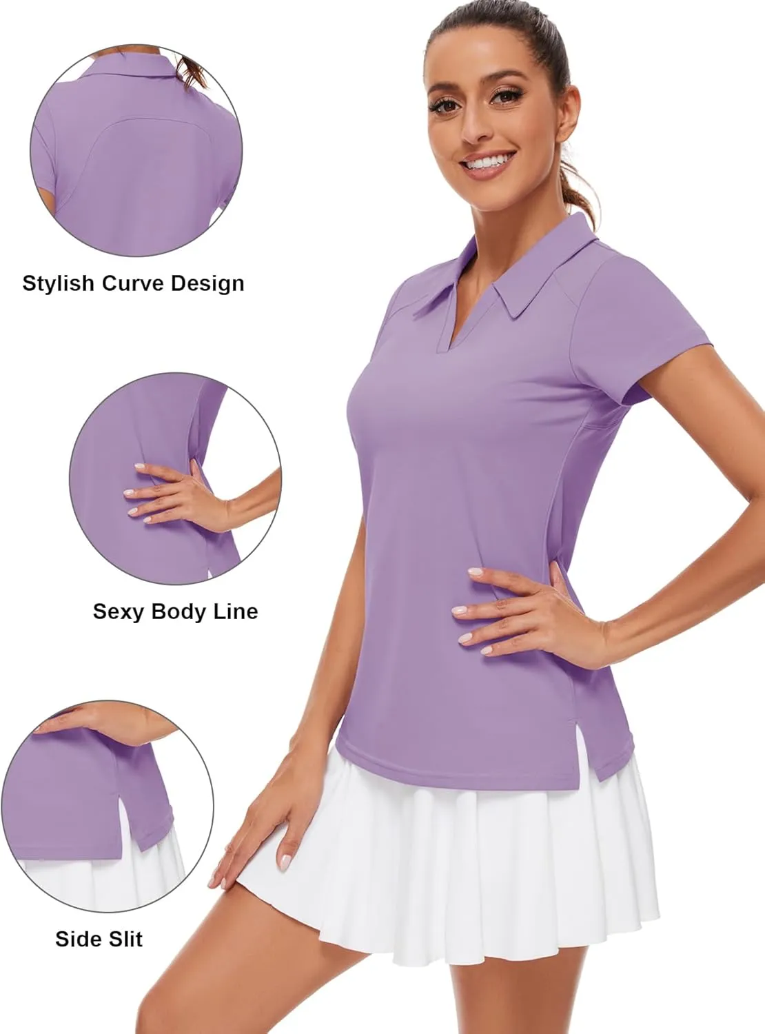 Ivicoer Womens Golf Shirt Polo Short Sleeve,Sleeveless,Long Sleeve Tennis Collared Top Athletic Clothes for Ladies