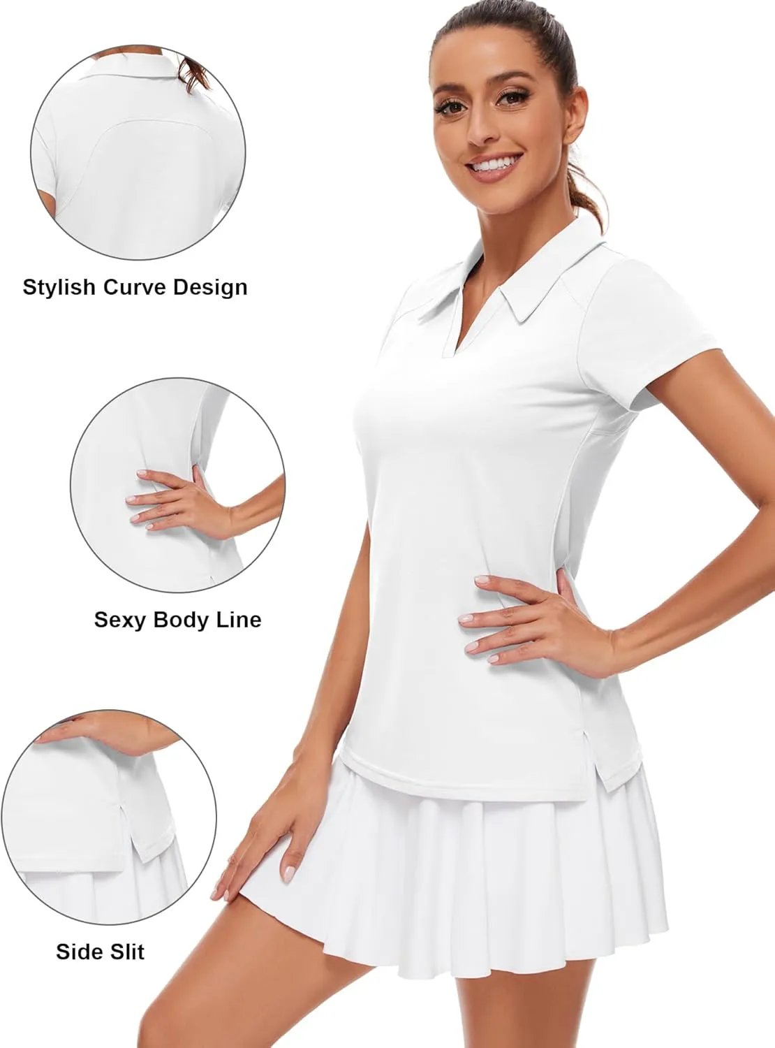 Ivicoer Womens Golf Shirt Polo Short Sleeve,Sleeveless,Long Sleeve Tennis Collared Top Athletic Clothes for Ladies