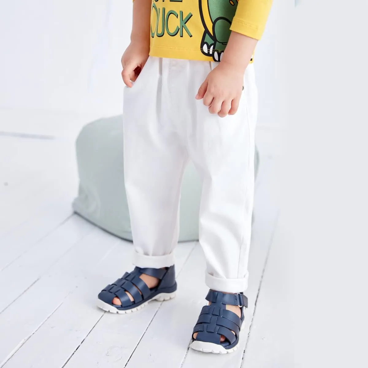 KISBINI Boys' Uniform Pants Elastic Waistband Pull On Pants for Kids