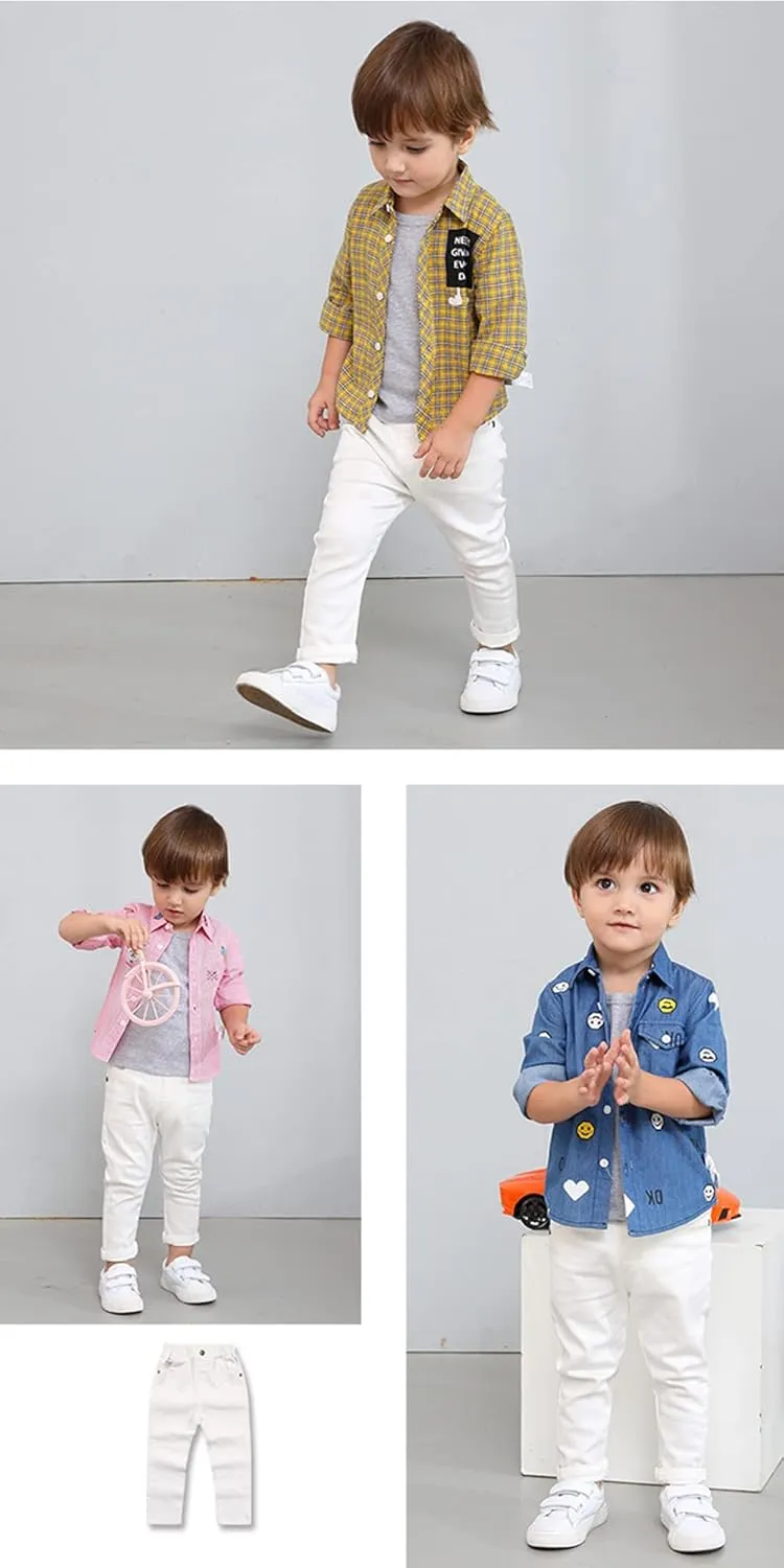 KISBINI Boys' Uniform Pants Elastic Waistband Pull On Pants for Kids