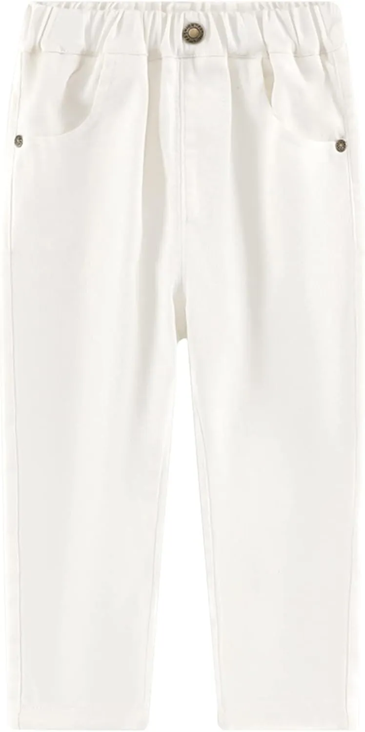 KISBINI Boys' Uniform Pants Elastic Waistband Pull On Pants for Kids