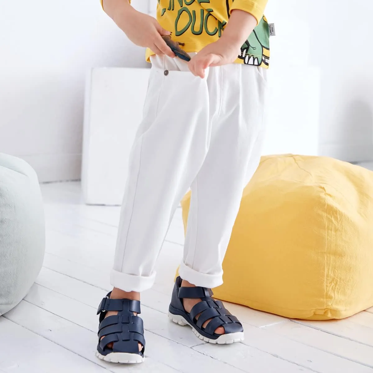 KISBINI Boys' Uniform Pants Elastic Waistband Pull On Pants for Kids