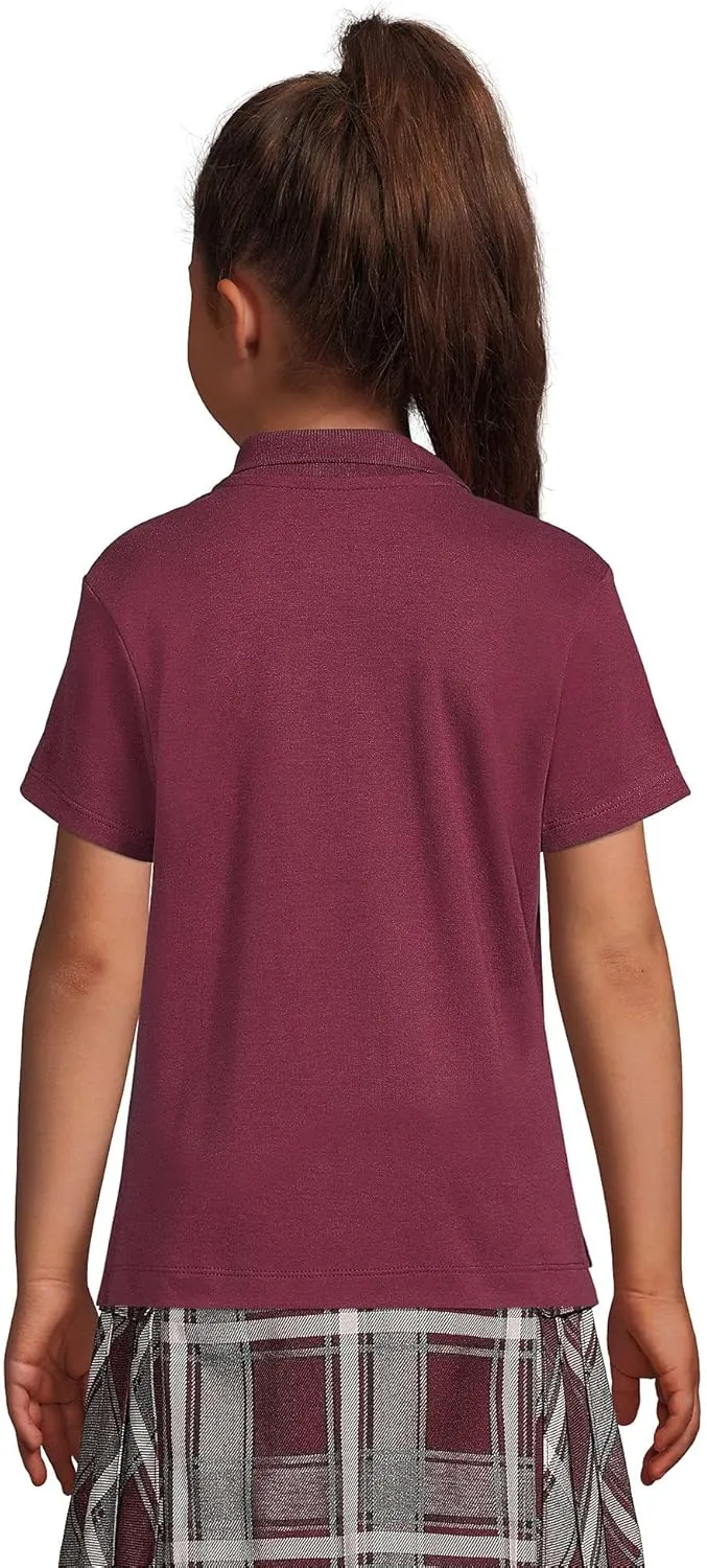 Lands' End School Uniform Girls Short Sleeve Feminine Fit Interlock Polo Shirt