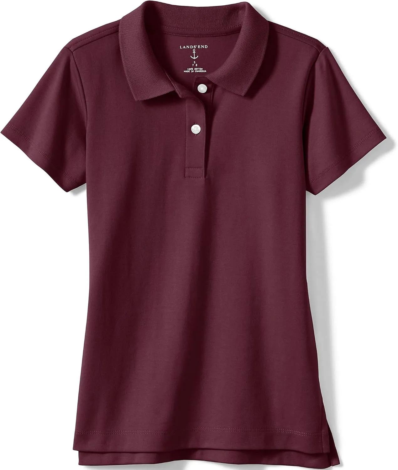 Lands' End School Uniform Girls Short Sleeve Feminine Fit Interlock Polo Shirt